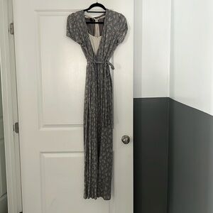 Vici Capped Sleeves Long Wrap Dress